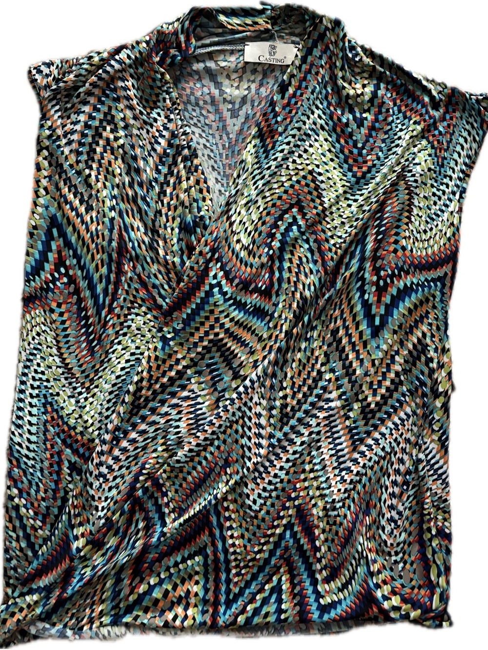 Women’s Sleeveless Cowl Neck Print Blouse